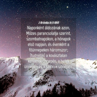 Picture 04 - 2 Krónika 8:13 KAR - Naponként áldozának azon, Mózes parancsolatja - Bible Verse Picture