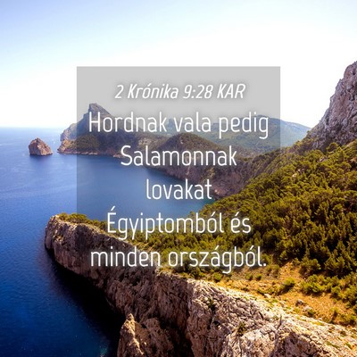 Picture 04 - 2 Krónika 9:28 KAR - Hordnak vala pedig Salamonnak lovakat - Bible Verse Picture