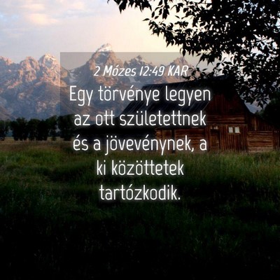 Picture 04 - 2 Mózes 12:49 KAR - Egy törvénye legyen az ott születettnek és a - Bible Verse Picture