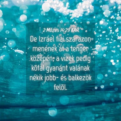 Picture 04 - 2 Mózes 14:29 KAR - De Izráel fiai szárazon menének át a tenger - Bible Verse Picture