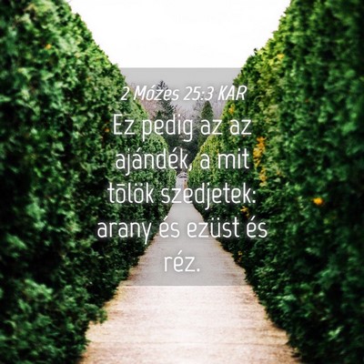 Picture 04 - 2 Mózes 25:3 KAR - Ez pedig az az ajándék, a mit tõlök - Bible Verse Picture