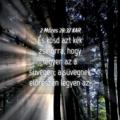 Picture 04 - 2 Mózes 28:37 KAR - És kösd azt kék zsinórra, hogy legyen az a - Bible Verse Picture