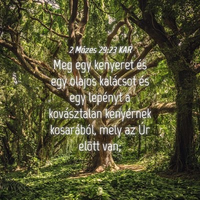 Picture 04 - 2 Mózes 29:23 KAR - Meg egy kenyeret és egy olajos kalácsot és egy - Bible Verse Picture