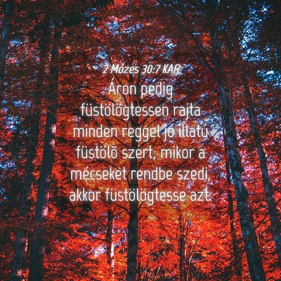 Picture 04 - 2 Mózes 30:7 KAR - Áron pedig füstölögtessen rajta minden reggel - Bible Verse Picture