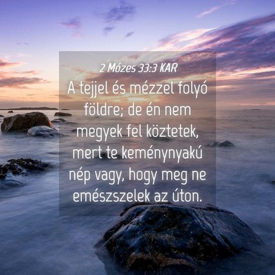Picture 04 - 2 Mózes 33:3 KAR - A tejjel és mézzel folyó földre; de én nem - Bible Verse Picture