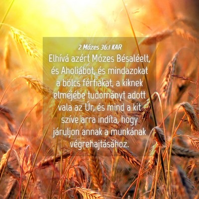 Picture 04 - 2 Mózes 36:1 KAR - Elhívá azért Mózes Bésaléelt, és - Bible Verse Picture