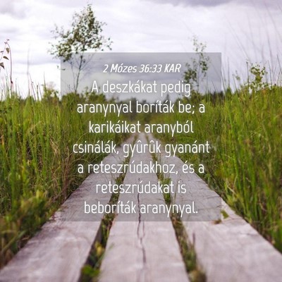 Picture 04 - 2 Mózes 36:33 KAR - A deszkákat pedig aranynyal boríták be; a - Bible Verse Picture