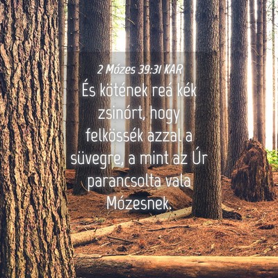 Picture 04 - 2 Mózes 39:31 KAR - És kötének reá kék zsinórt, hogy - Bible Verse Picture