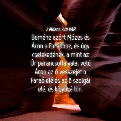 Picture 04 - 2 Mózes 7:10 KAR - Beméne azért Mózes és Áron a Faraóhoz, és - Bible Verse Picture