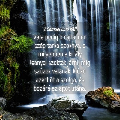 Picture 04 - 2 Sámuel 13:18 KAR - Vala pedig õ rajta igen szép tarka szoknya, a - Bible Verse Picture