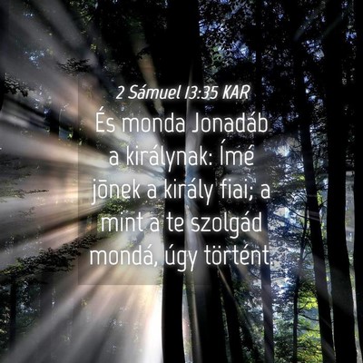 Picture 04 - 2 Sámuel 13:35 KAR - És monda Jonadáb a királynak: Ímé jõnek a - Bible Verse Picture
