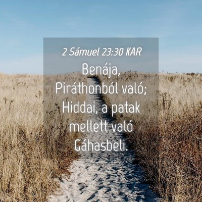 Picture 04 - 2 Sámuel 23:30 KAR - Benája, Piráthonból való; Hiddai, a patak - Bible Verse Picture