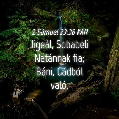Picture 04 - 2 Sámuel 23:36 KAR - Jigeál, Sobabeli Nátánnak fia; Báni, Gádból - Bible Verse Picture