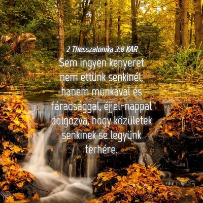 Picture 04 - 2 Thesszalonika 3:8 KAR - Sem ingyen kenyeret nem ettünk senkinél, hanem - Bible Verse Picture