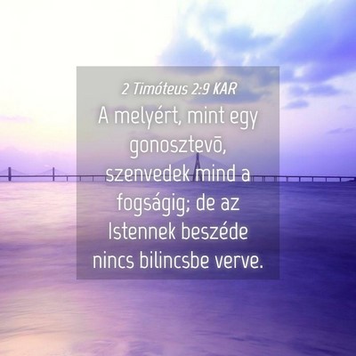 Picture 04 - 2 Timóteus 2:9 KAR - A melyért, mint egy gonosztevõ, szenvedek mind - Bible Verse Picture