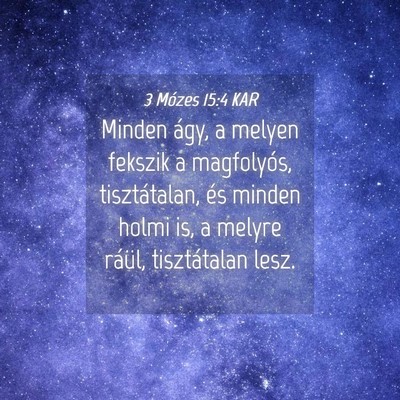 Picture 04 - 3 Mózes 15:4 KAR - Minden ágy, a melyen fekszik a magfolyós, - Bible Verse Picture