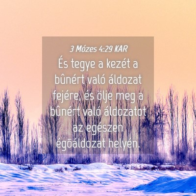 Picture 04 - 3 Mózes 4:29 KAR - És tegye a kezét a bûnért való áldozat - Bible Verse Picture