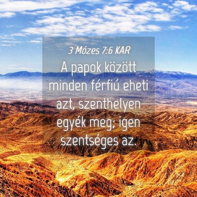 Picture 04 - 3 Mózes 7:6 KAR - A papok között minden férfiú eheti azt, - Bible Verse Picture