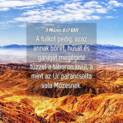 Picture 04 - 3 Mózes 8:17 KAR - A tulkot pedig, azaz annak bõrét, húsát és - Bible Verse Picture