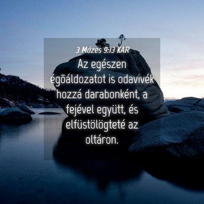 Picture 04 - 3 Mózes 9:13 KAR - Az egészen égõáldozatot is odavivék hozzá - Bible Verse Picture
