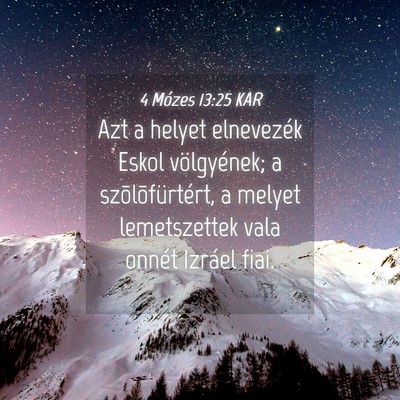 Picture 04 - 4 Mózes 13:25 KAR - Azt a helyet elnevezék Eskol völgyének; a - Bible Verse Picture