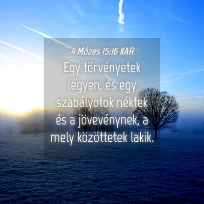 Picture 04 - 4 Mózes 15:16 KAR - Egy törvényetek legyen, és egy szabályotok - Bible Verse Picture
