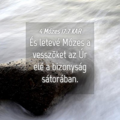 Picture 04 - 4 Mózes 17:7 KAR - És letevé Mózes a vesszõket az Úr elé a - Bible Verse Picture
