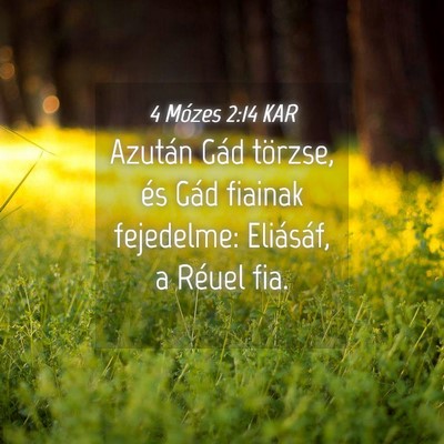 Picture 04 - 4 Mózes 2:14 KAR - Azután Gád törzse, és Gád fiainak fejedelme: - Bible Verse Picture
