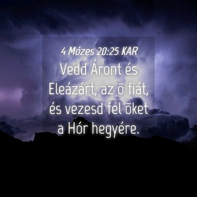 Picture 04 - 4 Mózes 20:25 KAR - Vedd Áront és Eleázárt, az õ fiát, és - Bible Verse Picture