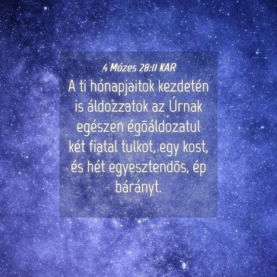 Picture 04 - 4 Mózes 28:11 KAR - A ti hónapjaitok kezdetén is áldozzatok az - Bible Verse Picture