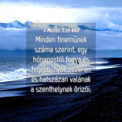 Picture 04 - 4 Mózes 3:28 KAR - Minden finemûnek száma szerint, egy - Bible Verse Picture