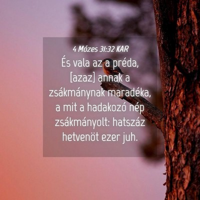 Picture 04 - 4 Mózes 31:32 KAR - És vala az a préda, [azaz] annak a - Bible Verse Picture