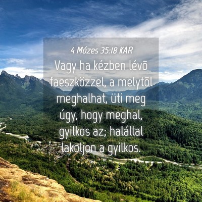 Picture 04 - 4 Mózes 35:18 KAR - Vagy ha kézben lévõ faeszközzel, a melytõl - Bible Verse Picture