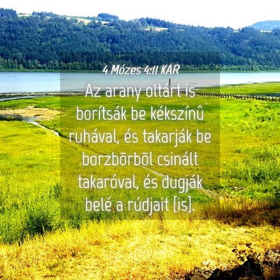 Picture 04 - 4 Mózes 4:11 KAR - Az arany oltárt is borítsák be kékszínû - Bible Verse Picture