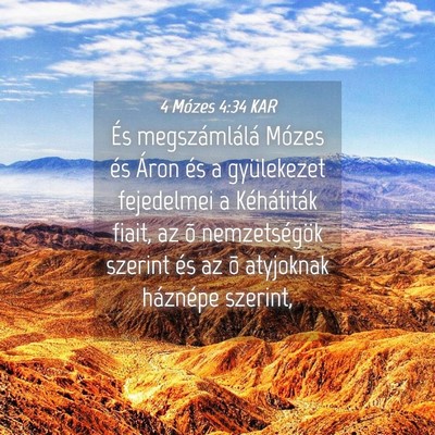 Picture 04 - 4 Mózes 4:34 KAR - És megszámlálá Mózes és Áron és a - Bible Verse Picture