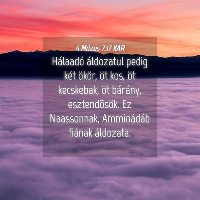 Picture 04 - 4 Mózes 7:17 KAR - Hálaadó áldozatul pedig két ökör, öt kos, - Bible Verse Picture