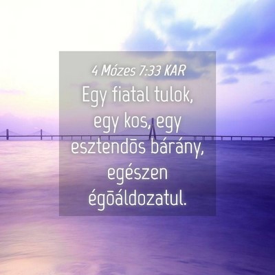 Picture 04 - 4 Mózes 7:33 KAR - Egy fiatal tulok, egy kos, egy esztendõs - Bible Verse Picture