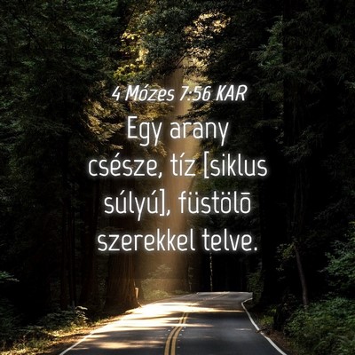 Picture 04 - 4 Mózes 7:56 KAR - Egy arany csésze, tíz [siklus súlyú], - Bible Verse Picture