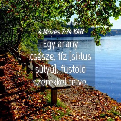 Picture 04 - 4 Mózes 7:74 KAR - Egy arany csésze, tíz [siklus súlyú], - Bible Verse Picture
