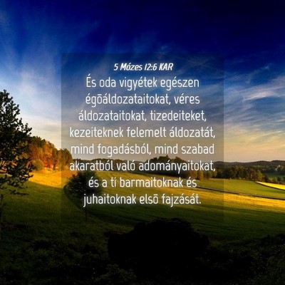 Picture 04 - 5 Mózes 12:6 KAR - És oda vigyétek egészen égõáldozataitokat, - Bible Verse Picture