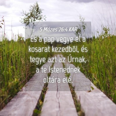 Picture 04 - 5 Mózes 26:4 KAR - És a pap vegye el a kosarat kezedbõl, és tegye - Bible Verse Picture