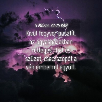 Picture 04 - 5 Mózes 32:25 KAR - Kivül fegyver pusztít, az ágyasházakban - Bible Verse Picture