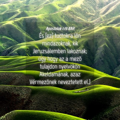 Picture 04 - Apostolok 1:19 KAR - És [ez] tudtokra lõn mindazoknak, kik - Bible Verse Picture