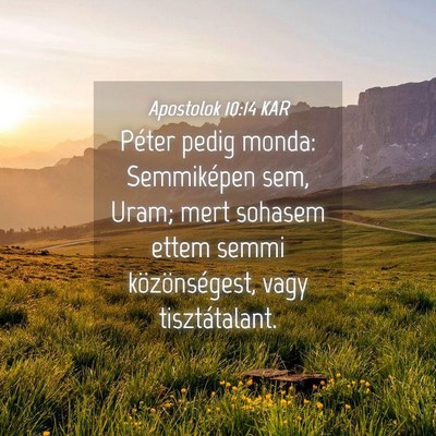 Picture 04 - Apostolok 10:14 KAR - Péter pedig monda: Semmiképen sem, Uram; mert - Bible Verse Picture