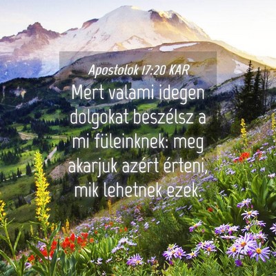 Picture 04 - Apostolok 17:20 KAR - Mert valami idegen dolgokat beszélsz a mi - Bible Verse Picture
