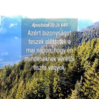 Picture 04 - Apostolok 20:26 KAR - Azért bizonyságot teszek elõttetek a mai - Bible Verse Picture
