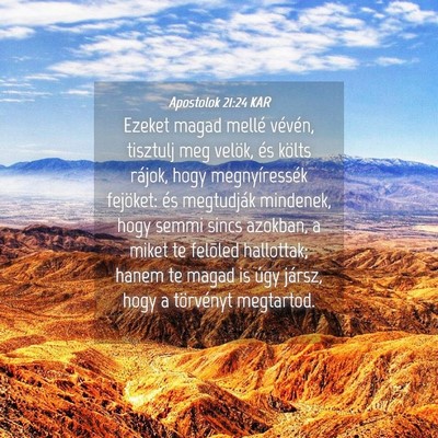 Picture 04 - Apostolok 21:24 KAR - Ezeket magad mellé vévén, tisztulj meg velök, - Bible Verse Picture