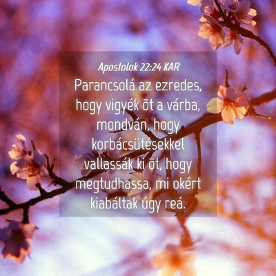 Picture 04 - Apostolok 22:24 KAR - Parancsolá az ezredes, hogy vigyék õt a - Bible Verse Picture