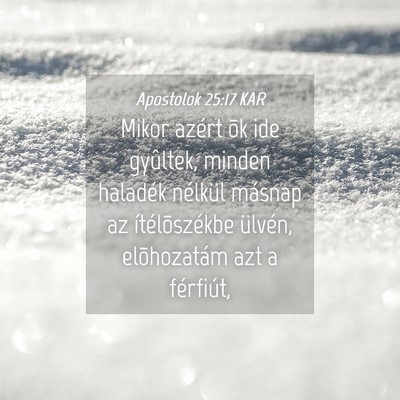 Picture 04 - Apostolok 25:17 KAR - Mikor azért õk ide gyûltek, minden haladék - Bible Verse Picture