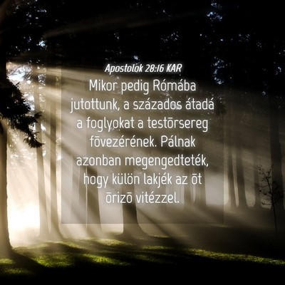 Picture 04 - Apostolok 28:16 KAR - Mikor pedig Rómába jutottunk, a százados - Bible Verse Picture